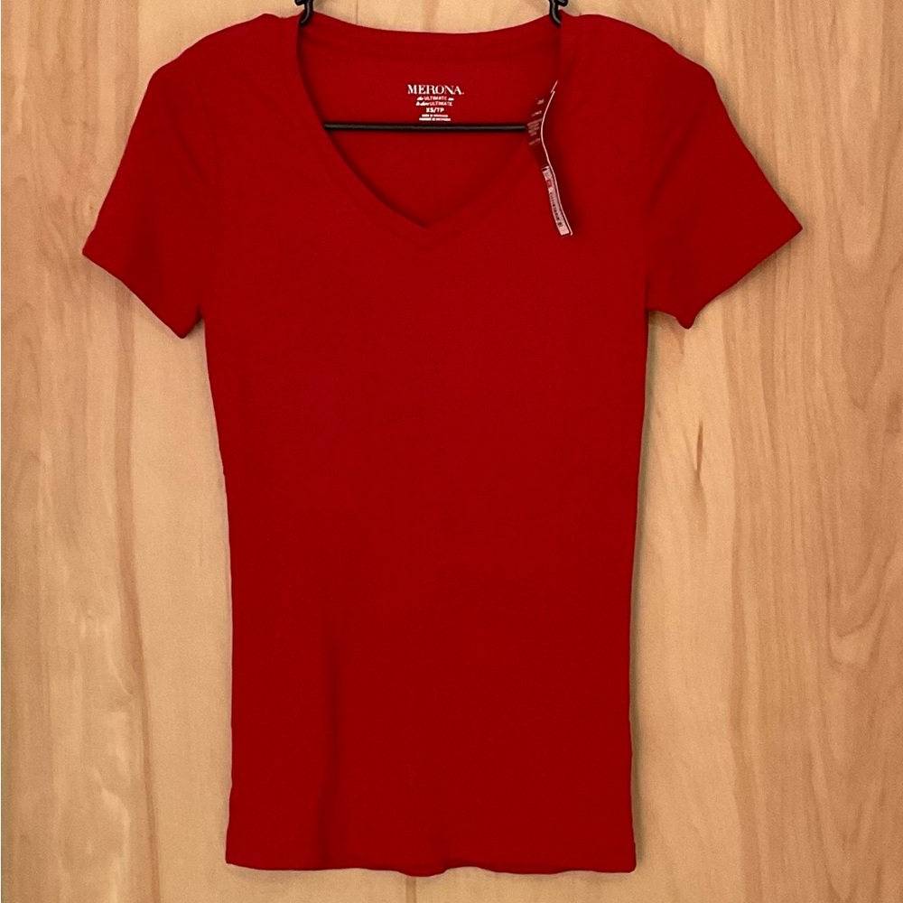Merona Women's Red V-Neck Ultimate Tee Ruby Hill